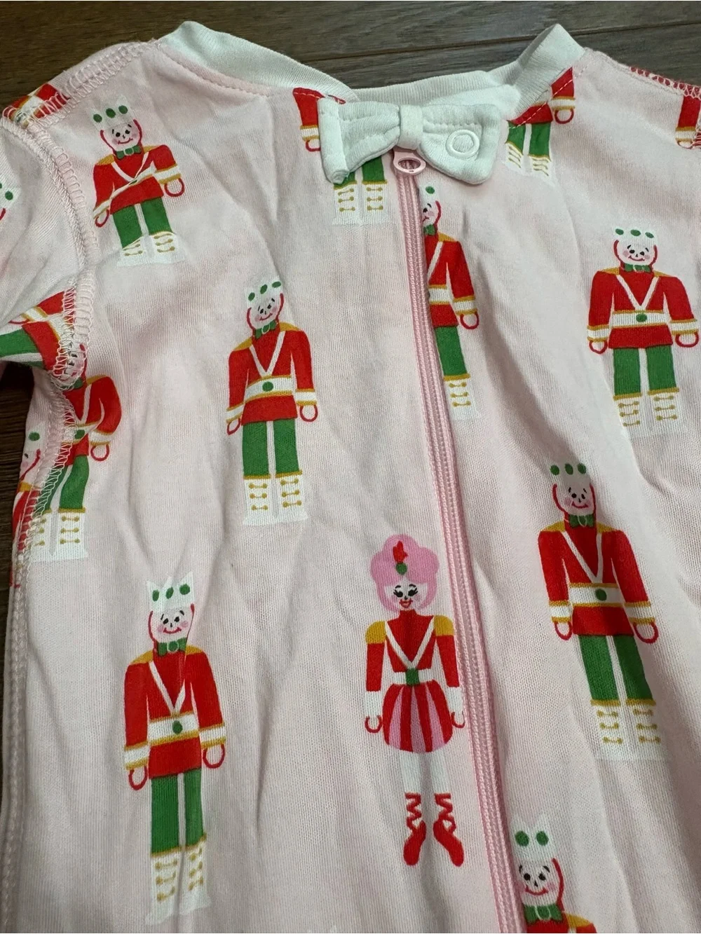 The Beaufort Bonnet Company Pink Nutcracker Print Footed One-Piece 18-24m